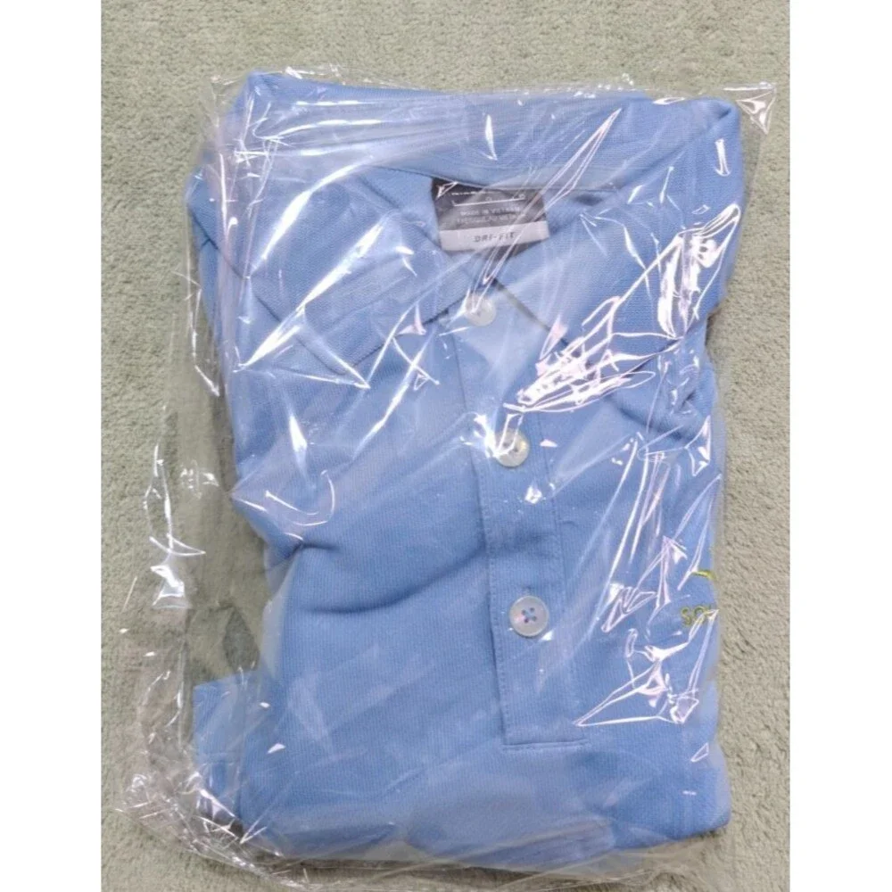Nike Golf Polo Shirt Mens Sz L Light Blue Short Sleeve Dri-FIT Southwest Greens